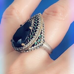 18k Gold/Sterling Turkish Gemstone Ring SIZE 7½